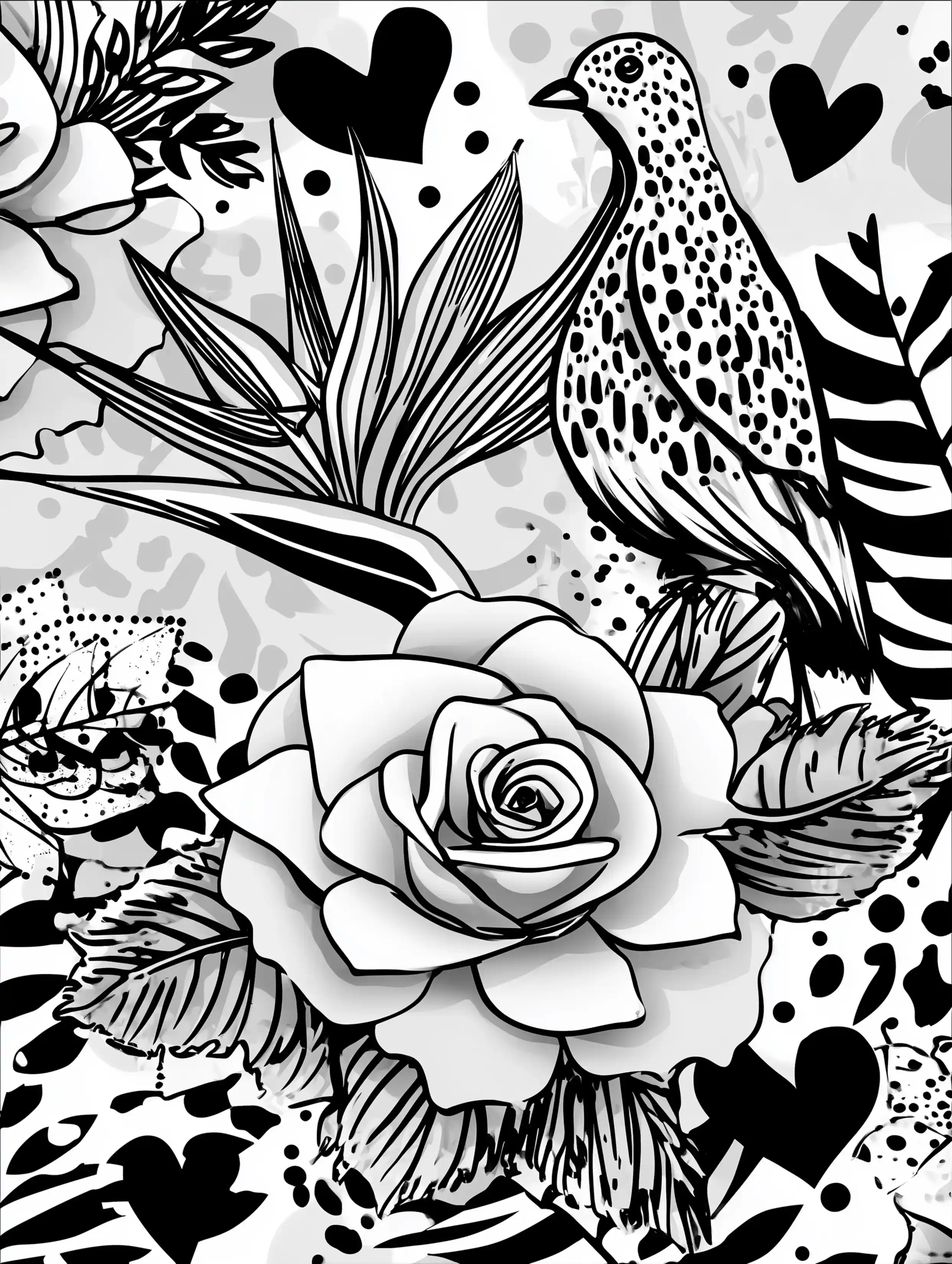 Free printable coloring pages floral featuring a pigeon with a bird of paradise flower